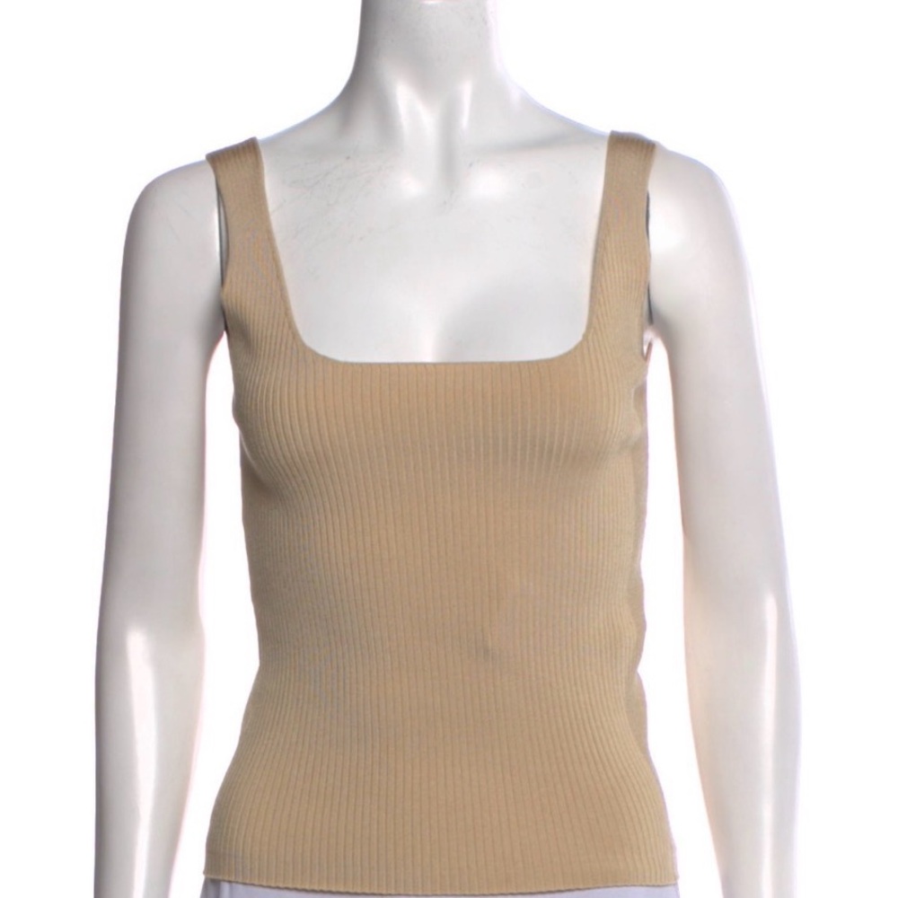 Sandro Beige Ribbed Tank Top
